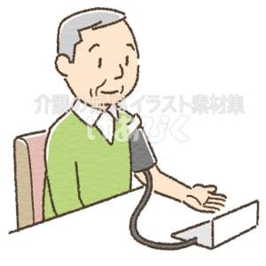 血圧を測る高齢者のイラスト