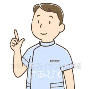 人差し指をさす男性介護士のイラスト