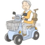 シニアカーを運転する高齢者のイラスト