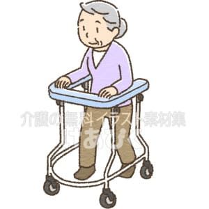 肘支持型歩行器を使用する高齢者のイラスト