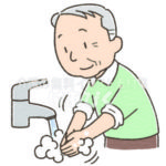 手を洗う高齢者のイラスト