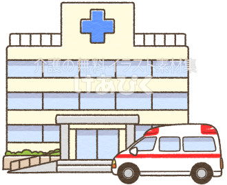 病院と救急車のイラスト