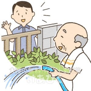 ご近所で声を掛け合うイラスト