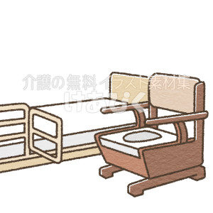 ベッドとポータブルトイレのイラスト