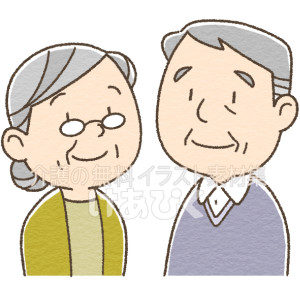 高齢者夫婦のイラスト（バストショット）