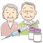 注射器と高齢者のイラスト