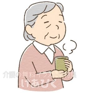 お茶を飲む高齢者のイラスト