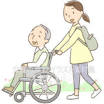 介護のイメージ（車椅子でお散歩）イラスト