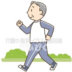 ウォーキングをする高齢男性のイラスト